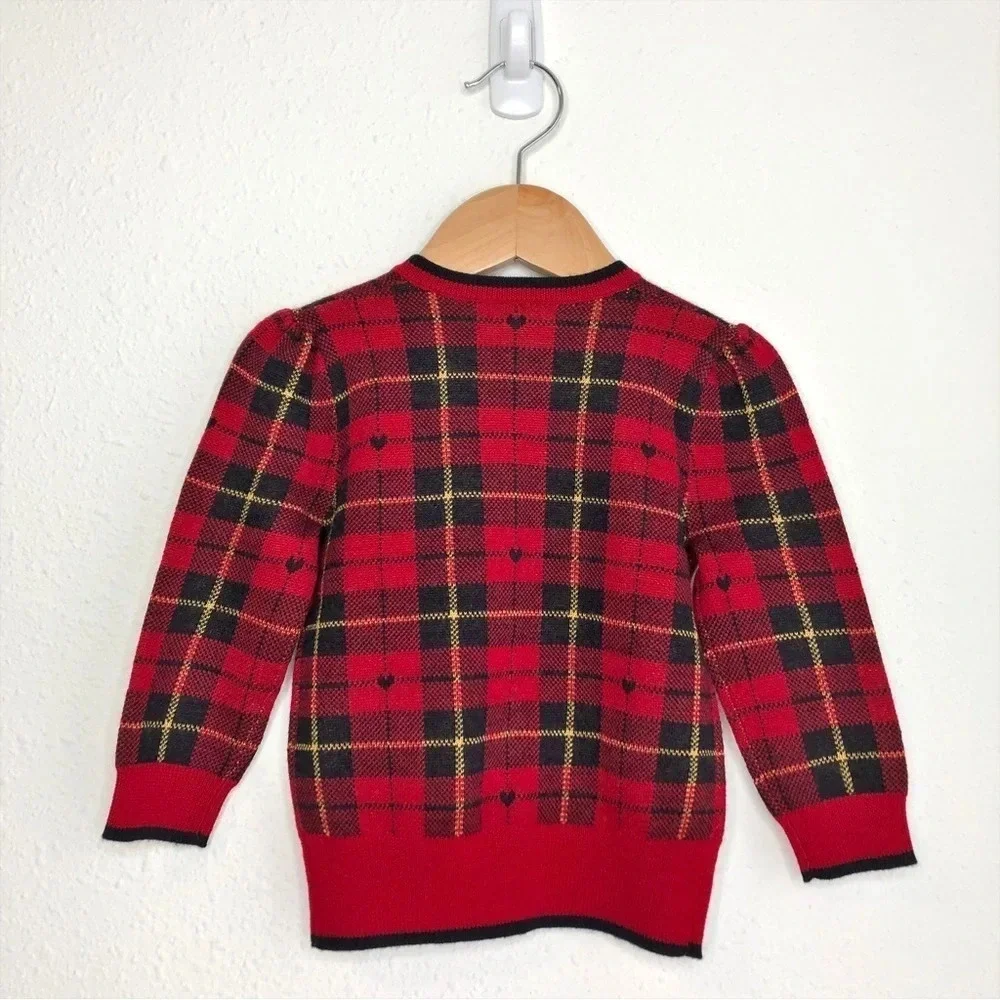 NWT Ralph Lauren Christmas sweater red tartan plaid cardigan 100% wool 24 months